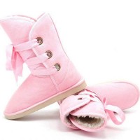 Boots Semi montantes Fourrees Fashion Lacets satin Winter Rose